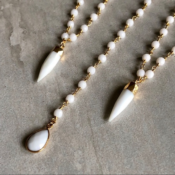 White Agate 14k Boho Necklace - Picture 2 of 8